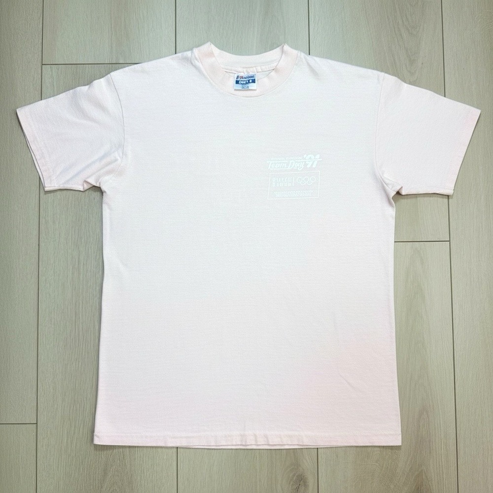VTG 1992 Olympics Team Day Hanes USA Single Stitch T Shirt Large Peach USA‎ Tee